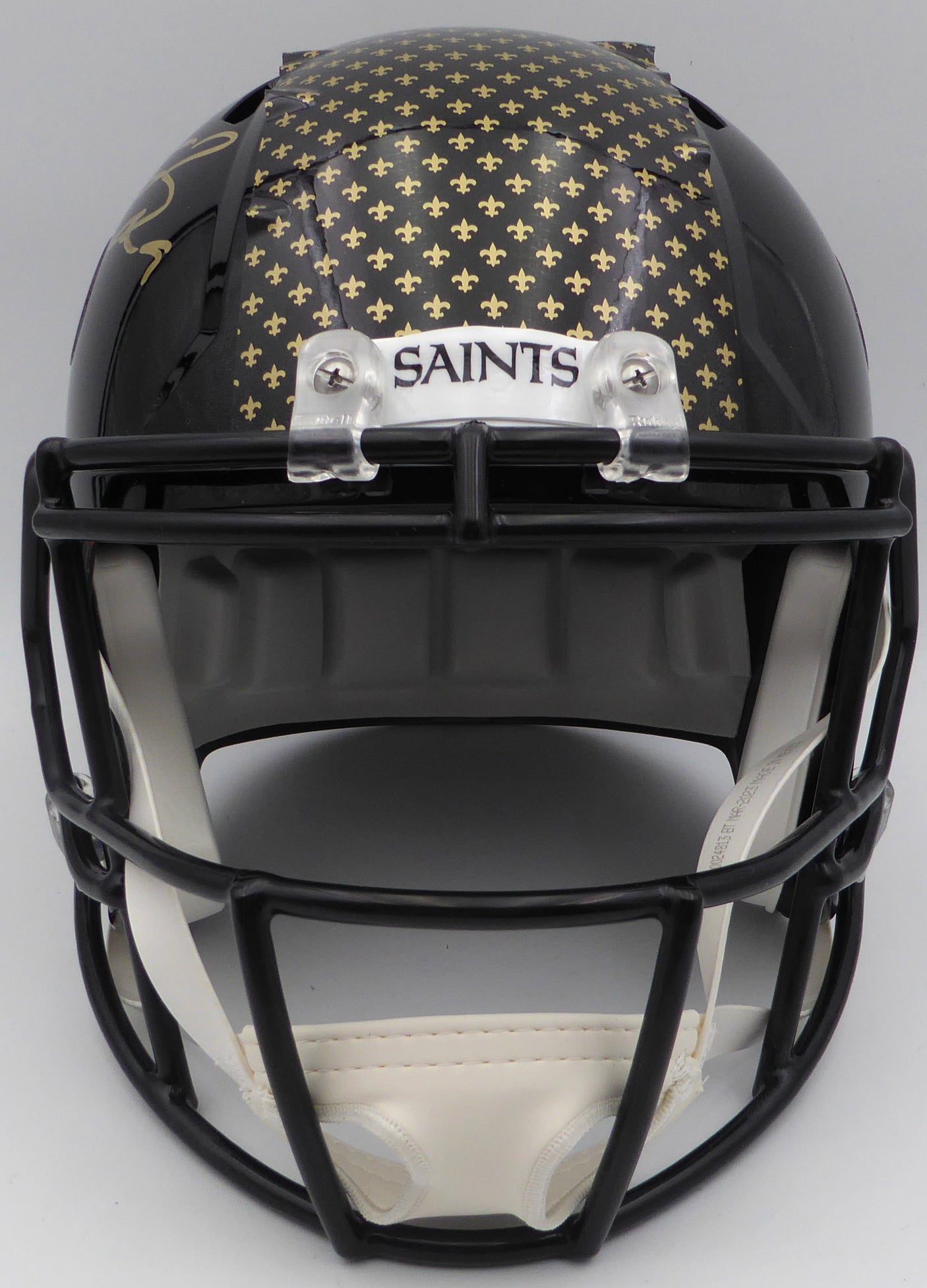 Drew Brees Autographed Alternate Black Full Size Replica Helmet New Orleans Saints (Bubbled Decal) Beckett BAS QR #W717760