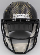 Drew Brees Autographed Alternate Black Full Size Replica Helmet New Orleans Saints (Bubbled Decal) Beckett BAS QR #W717760