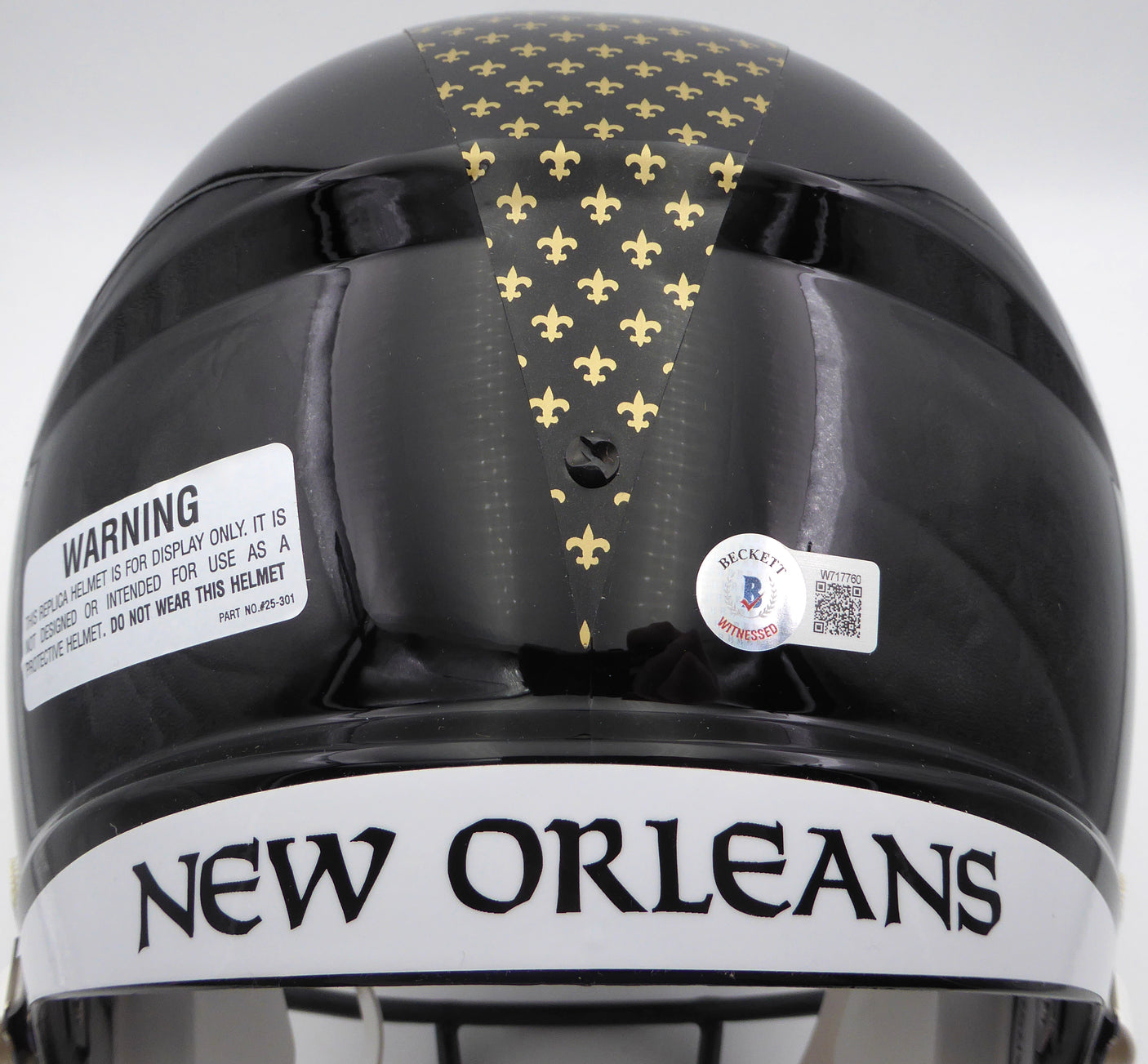 Drew Brees Autographed Alternate Black Full Size Replica Helmet New Orleans Saints (Bubbled Decal) Beckett BAS QR #W717760