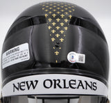 Drew Brees Autographed Alternate Black Full Size Replica Helmet New Orleans Saints (Bubbled Decal) Beckett BAS QR #W717760