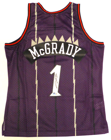 Toronto Raptors Tracy McGrady Autographed Purple Authentic 1998-99 Mitchell & Ness Jersey Size L Beckett BAS QR #W619887