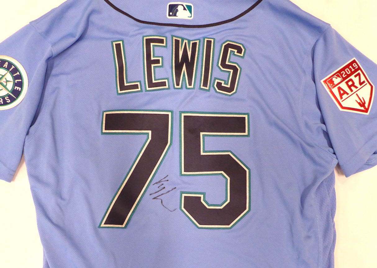 Seattle Mariners Kyle Lewis Autographed 2019 Spring Training Used Blue Jersey JSA #GG84842