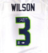 Seattle Seahawks Russell Wilson Autographed White Nike Jersey Size L Beckett BAS QR #WE98450