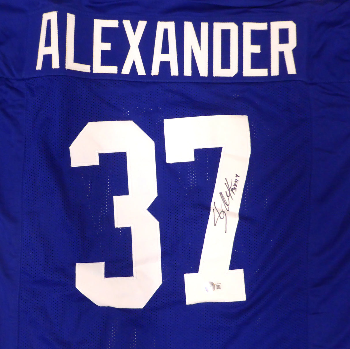 Seattle Seahawks Shaun Alexander Autographed Blue Jersey Beckett BAS QR #WL02356