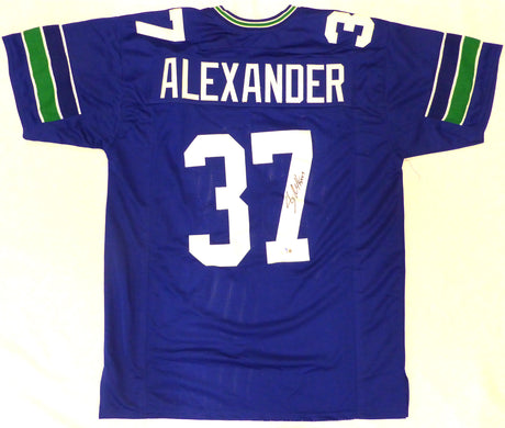 Seattle Seahawks Shaun Alexander Autographed Blue Jersey Beckett BAS QR #WL02356