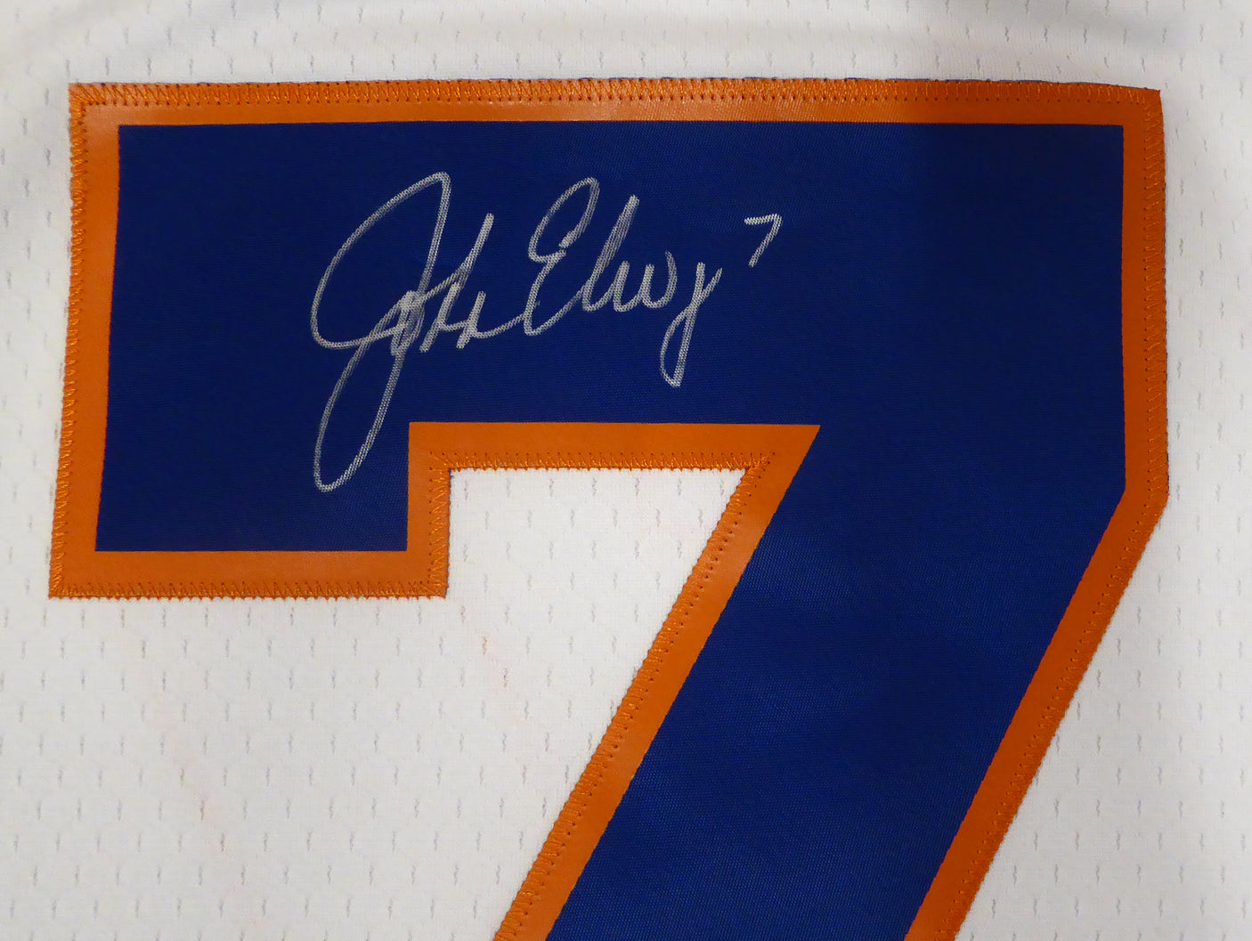 Denver Broncos John Elway Autographed White Authentic Mitchell & Ness Jersey Size 44 Beckett BAS QR #W150685