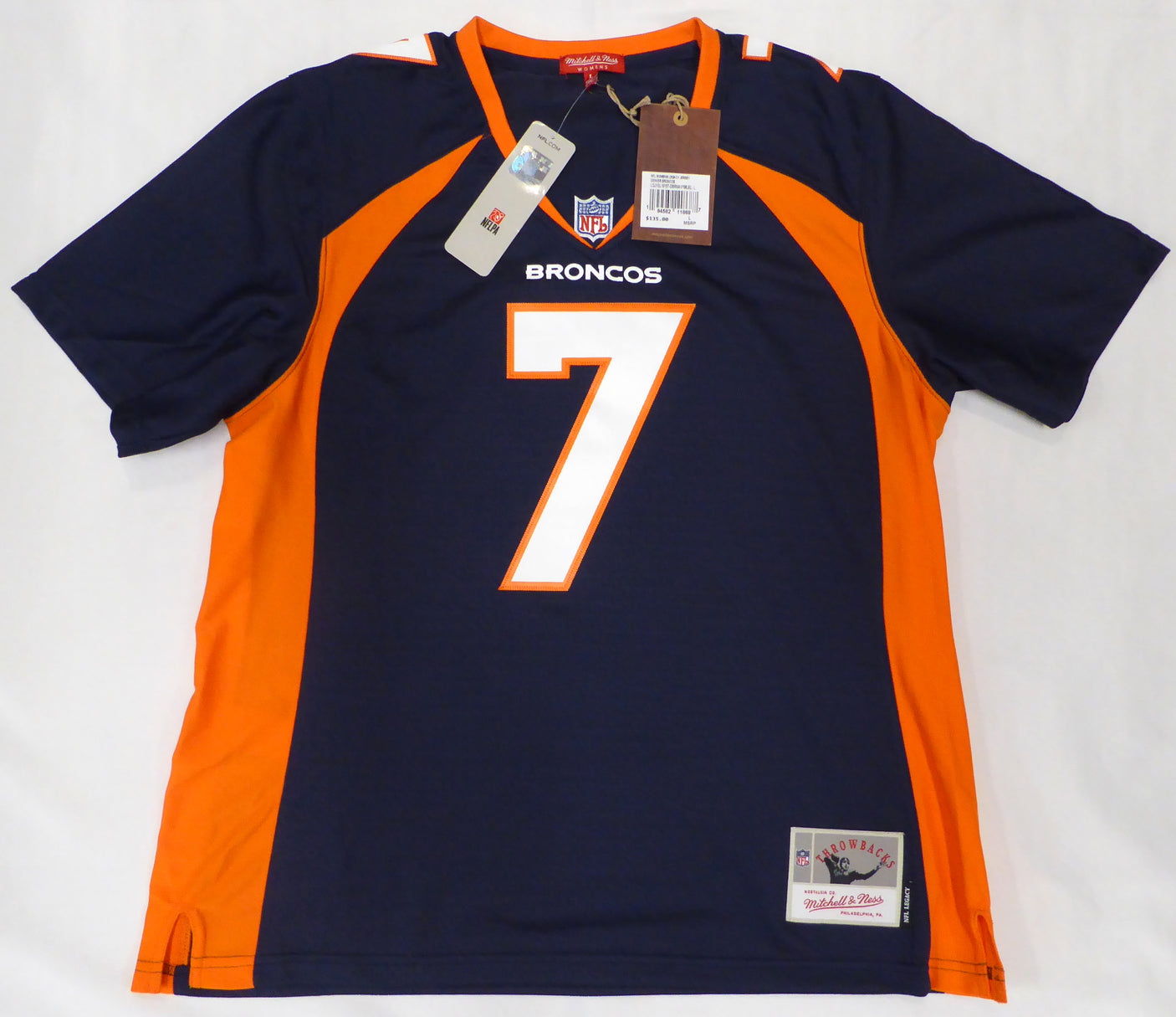 Denver Broncos John Elway Autographed Blue Woman's Mitchell & Ness Jersey Size 44 Beckett BAS QR #W150691