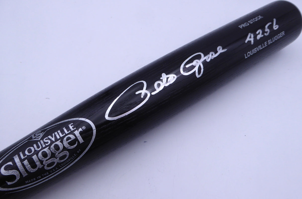 Pete Rose Autographed Black Louiville Slugger Bat Cincinnati Reds "4256" JSA #WA166532