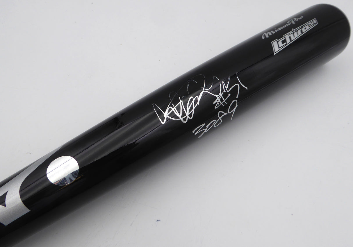 Ichiro Suzuki Autographed Black Mizuno Player Model Bat Seattle Mariners "#51 & 3089" SKU #229066