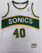 Seattle SuperSonics Shawn Kemp Autographed White Authentic Mitchell & Ness Jersey "6X All Star, Reign Man" MCS Holo #88478