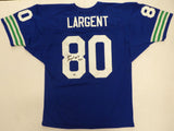 Seattle Seahawks Steve Largent Autographed Blue Jersey "HOF 95" MCS Holo #88496