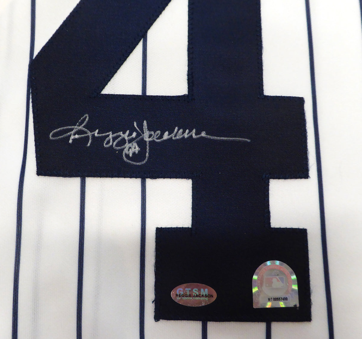 New York Yankees Reggie Jackson Autographed White Majestic Jersey MLB Holo #MT00557499