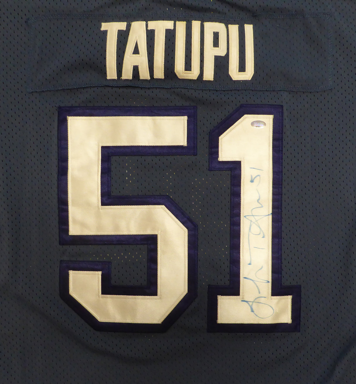 Seattle Seahawks Lofa Tatupu Autographed Blue Reebok Jersey MCS Holo #88482