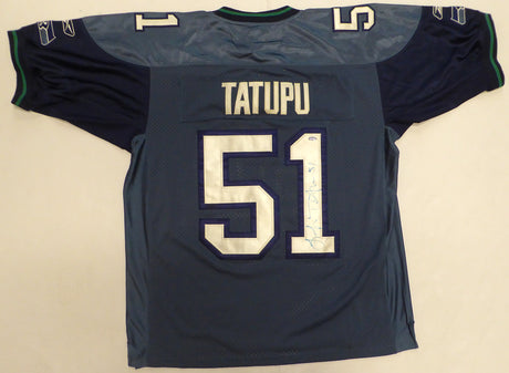 Seattle Seahawks Lofa Tatupu Autographed Blue Reebok Jersey MCS Holo #88482