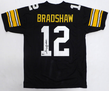 Pittsburgh Steelers Terry Bradshaw Autographed Black Jersey Beckett BAS QR #BR49779