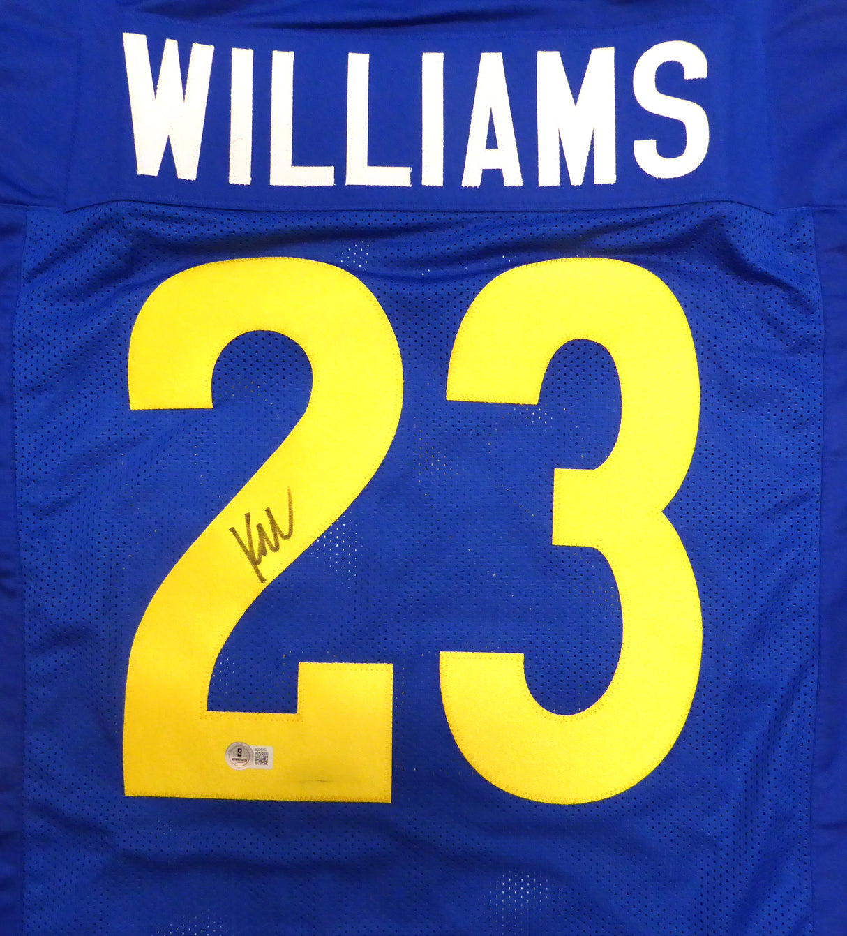 Los Angeles Rams Kyren Williams Autographed Blue Jersey Beckett BAS QR #BQ25107