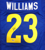 Los Angeles Rams Kyren Williams Autographed Blue Jersey Beckett BAS QR #BQ25107
