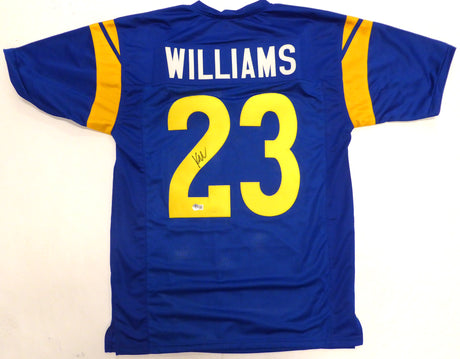 Los Angeles Rams Kyren Williams Autographed Blue Jersey Beckett BAS QR #BQ25107