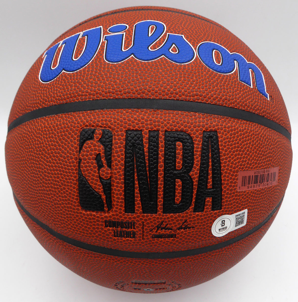 Patrick Ewing Autographed Composite Leather New York Knicks Logo Basketball (Smudged) Beckett BAS QR #2W561305