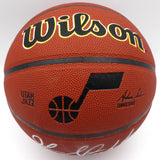 Karl Malone & John Stockton Autographed Wilson Basketball Utah Jazz (Smudged) Beckett BAS QR #1W271731