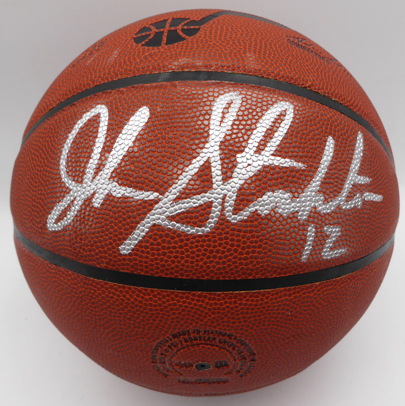 Karl Malone & John Stockton Autographed Wilson Basketball Utah Jazz (Smudged) Beckett BAS QR #1W271664