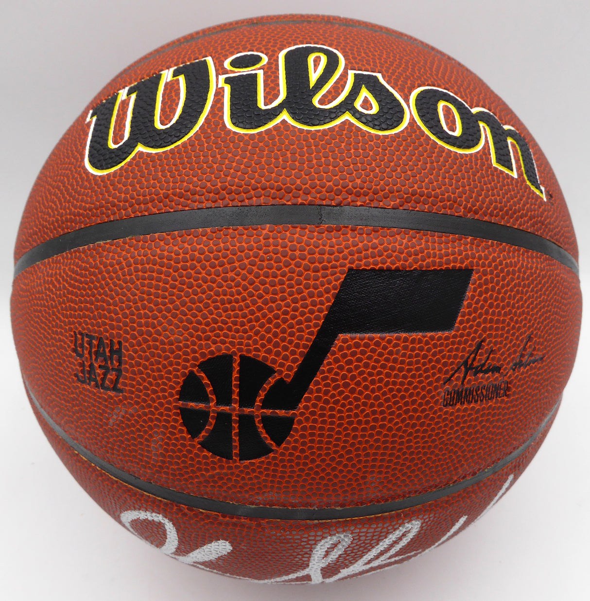 Karl Malone & John Stockton Autographed Wilson Basketball Utah Jazz (Smudged) Beckett BAS QR #1W271664