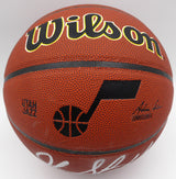 Karl Malone & John Stockton Autographed Wilson Basketball Utah Jazz (Smudged) Beckett BAS QR #1W271664