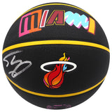 Shaquille Shaq O'Neal Autographed 75th Anniversary City Edition Basketball Miami Heat (Smudged) Beckett BAS Witness QR #W169230