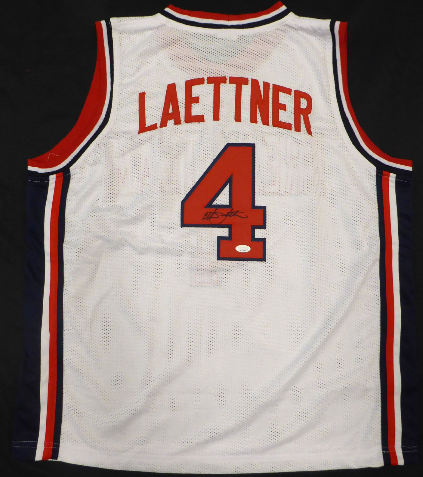 Team USA Christian Laettner Autographed White Jersey JSA #WIT755633