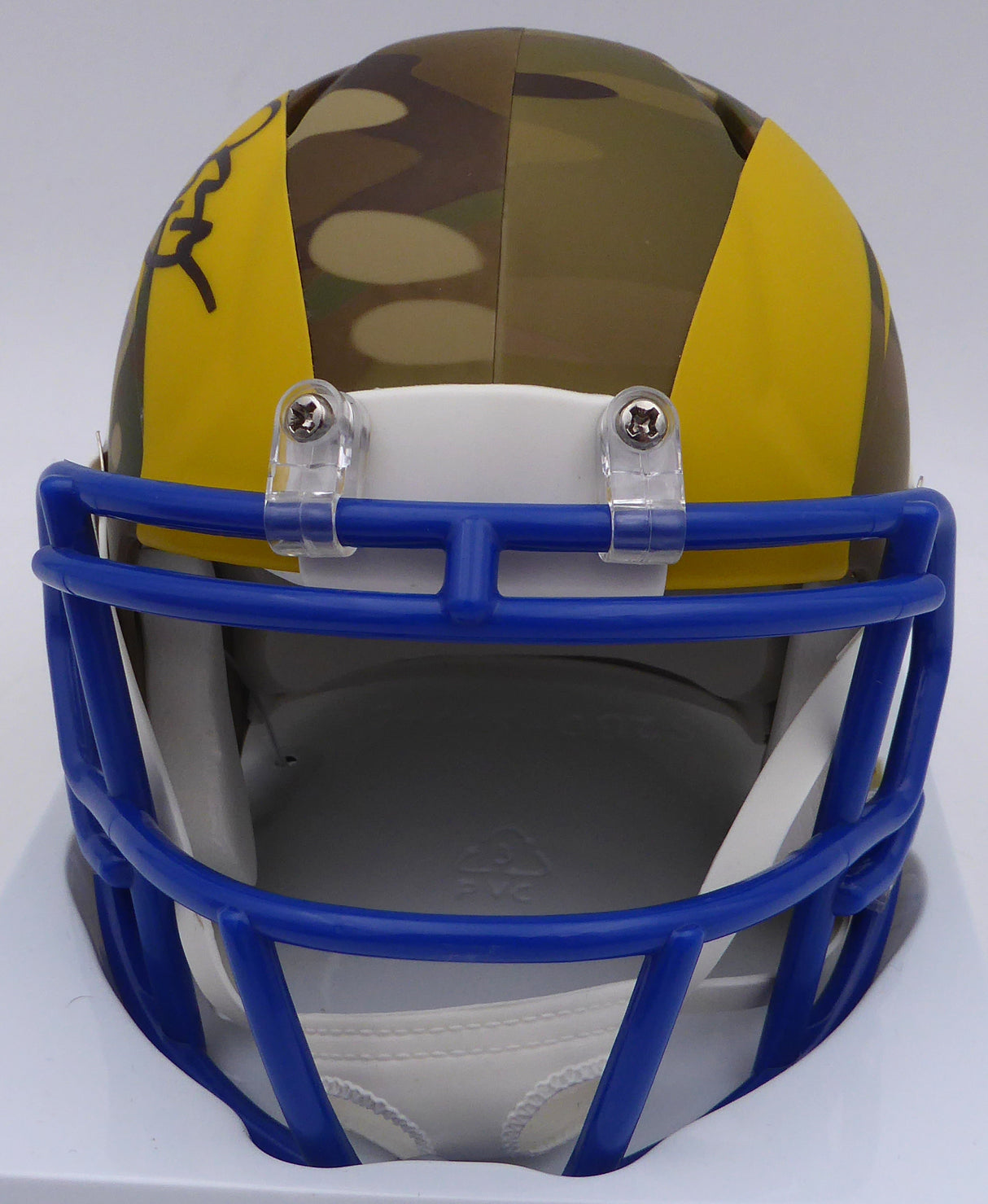 Isaac Bruce Autographed St. Louis Rams Camo Speed Mini Helmet "HOF 20" Beckett BAS QR #1W478440