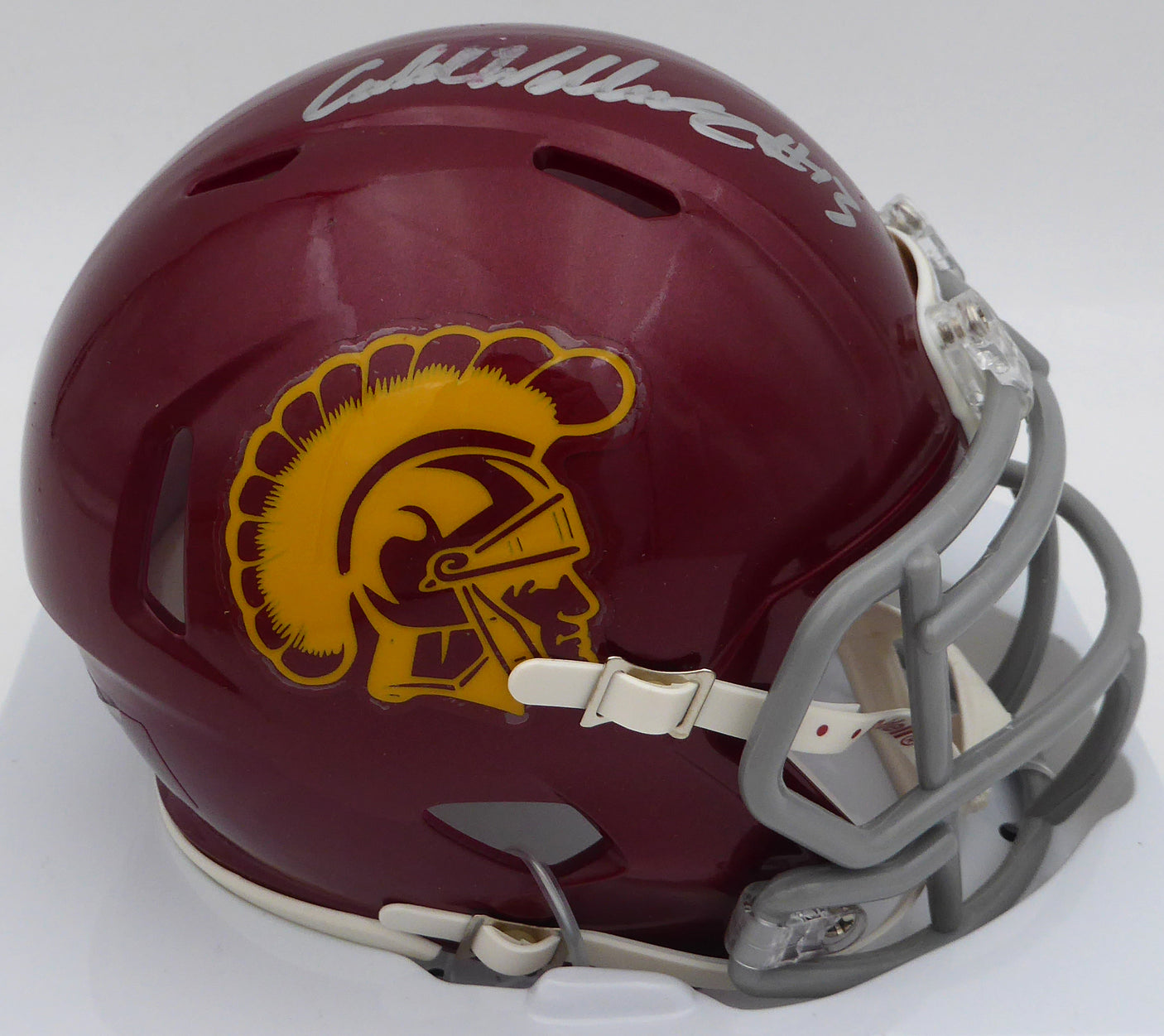 Caleb Williams Autographed USC Trojans Speed Mini Helmet (Smudged) Fanatics Holo #GD53524563