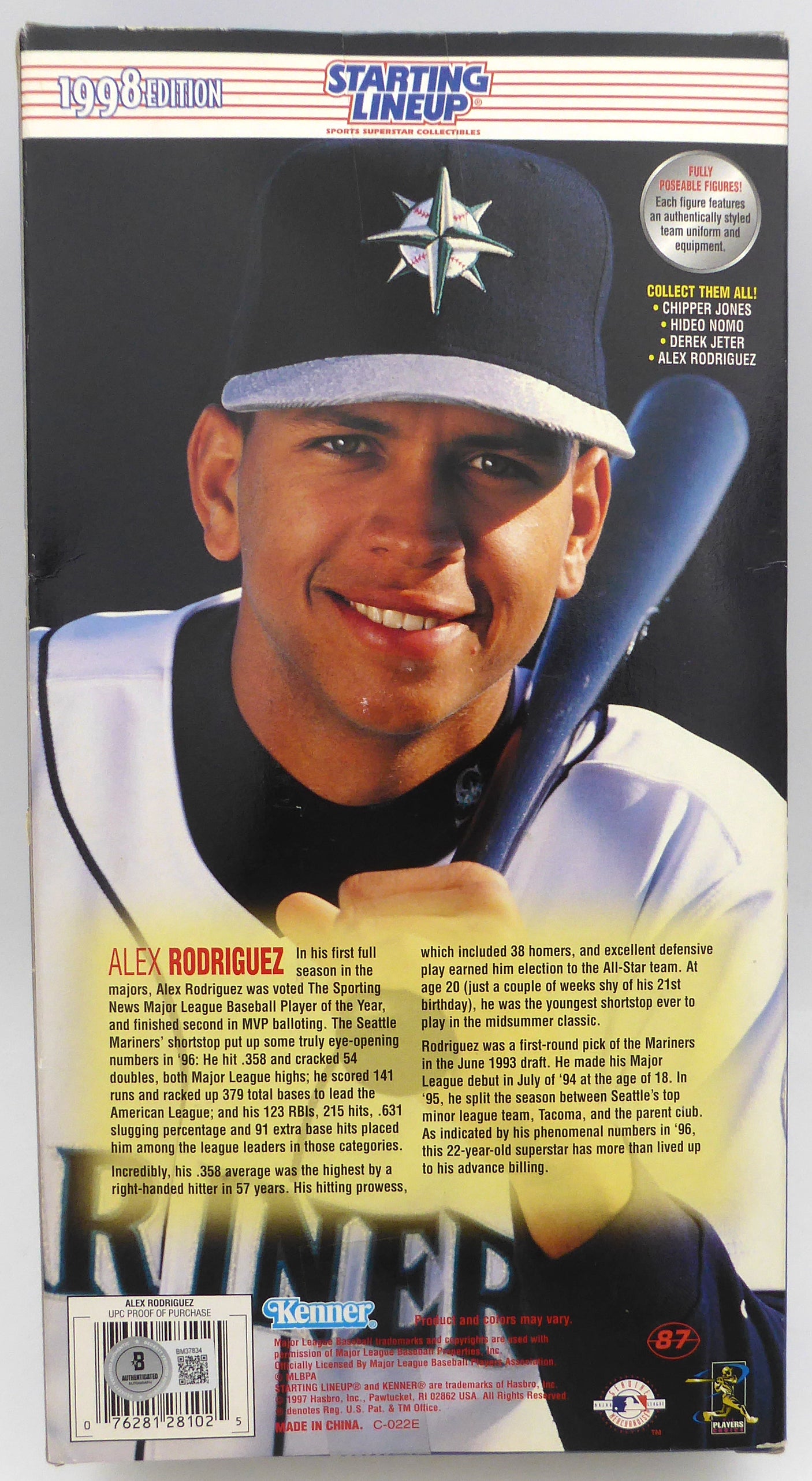 Alex Rodriguez Autographed 1998 Starting Lineup In Box Seattle Mariners Beckett BAS QR #BM37834