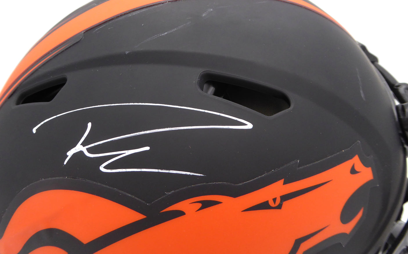 Russell Wilson Autographed Black Eclipse Full Size Authentic Helmet Denver Broncos Fanatics Holo #DQ16478306