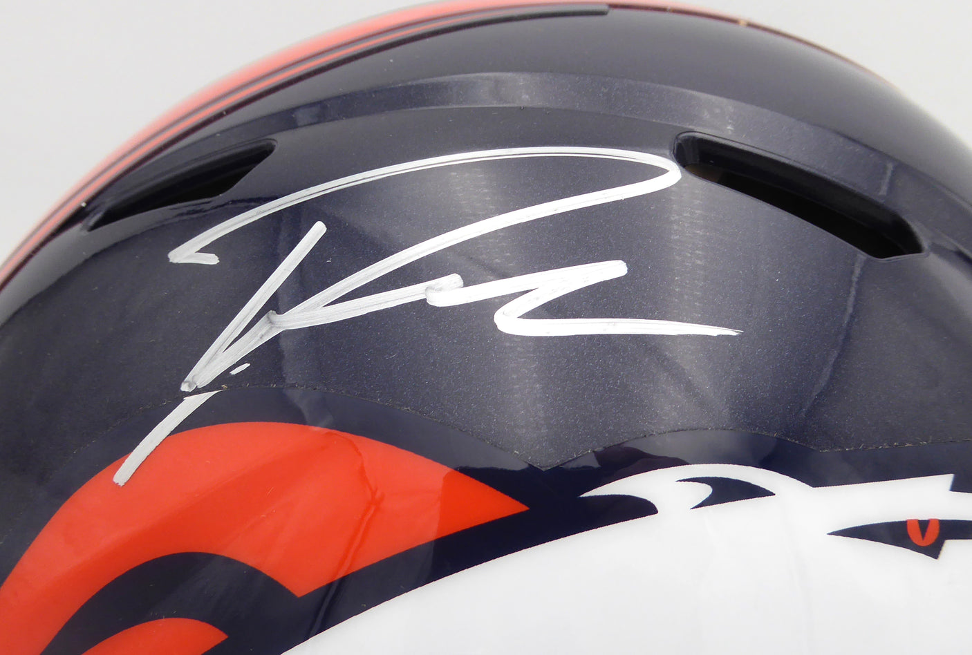 Russell Wilson Autographed Blue Full Size Authentic Helmet Denver Broncos Fanatics Holo #DQ16478421