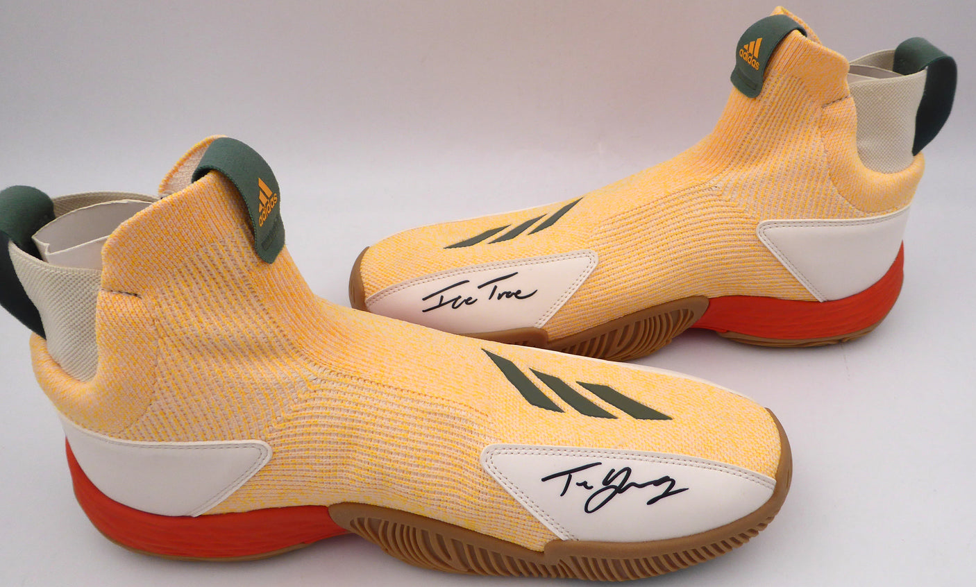 Trae Young Autographed Peach Adidas Shoes "Ice Trae" Atlanta Hawks Light Strike Size 12 Beckett BAS QR #WY53981