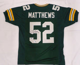 Green Bay Packers Clay Matthews Autographed Green Custom Jersey Beckett BAS QR #BU86929