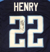 Tennessee Titans Derrick Henry Autographed Blue Custom Jersey Beckett BAS QR #W173087