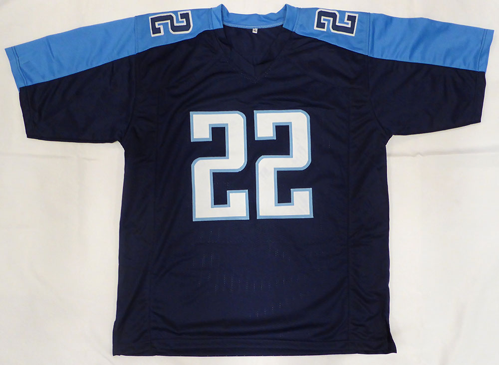 Tennessee Titans Derrick Henry Autographed Blue Custom Jersey Beckett BAS QR #W173087
