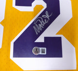 Los Angeles Lakers Magic Johnson Autographed Yellow Mitchell & Ness Jersey Beckett BAS QR #4W062357