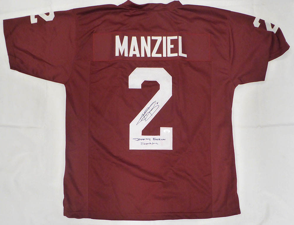 Texas A&M Aggies Johnny Manziel Autographed Red Custom Jersey "Johnny F'ckin Football" JSA #WA390607