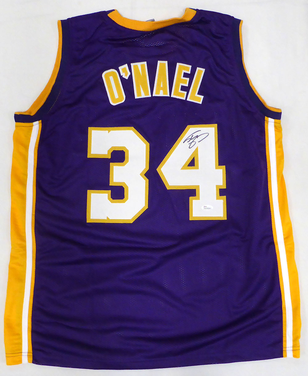 Los Angeles Lakers Shaquille "Shaq" O'Neal Autographed Purple Custom Jersey (Misspelled) JSA #WP304649