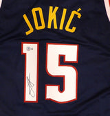 Denver Nuggets Nikola Jokic Autographed Blue Custom Jersey (CUT) Beckett BAS QR #BJ04242
