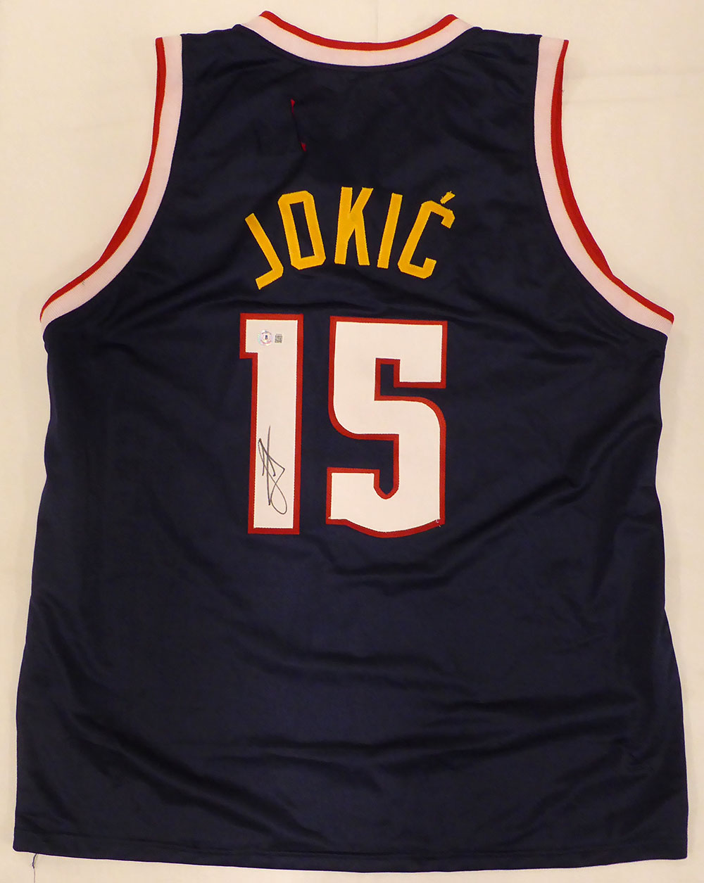 Denver Nuggets Nikola Jokic Autographed Blue Custom Jersey (CUT) Beckett BAS QR #BJ04242