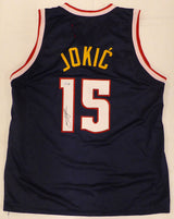 Denver Nuggets Nikola Jokic Autographed Blue Custom Jersey (CUT) Beckett BAS QR #BJ04242