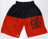 Jon Jones Autographed Red Custom Trunks Beckett BAS QR #WJ76709