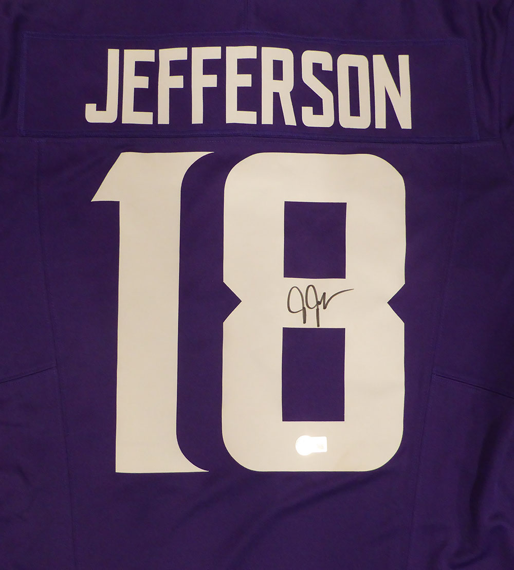 Minnesota Vikings Justin Jefferson Autographed Purple Nike Jersey Beckett BAS QR #1W516418