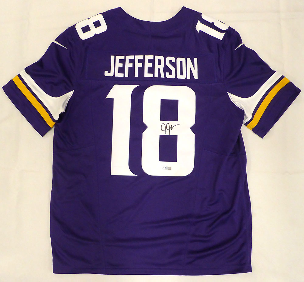 Minnesota Vikings Justin Jefferson Autographed Purple Nike Jersey Beckett BAS QR #1W516418