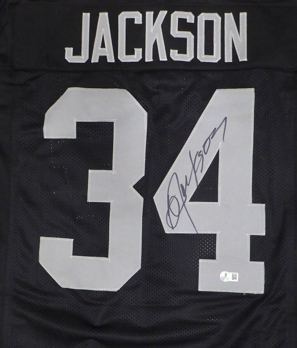 Oakland Raiders Bo Jackson Autographed Black Custom Jersey Beckett BAS QR #2W915997