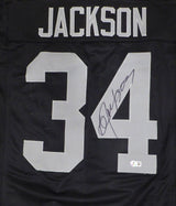 Oakland Raiders Bo Jackson Autographed Black Custom Jersey Beckett BAS QR #2W915997