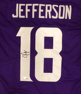 Minnesota Vikings Justin Jefferson Autographed Purple Custom Jersey Beckett BAS QR #1W516680